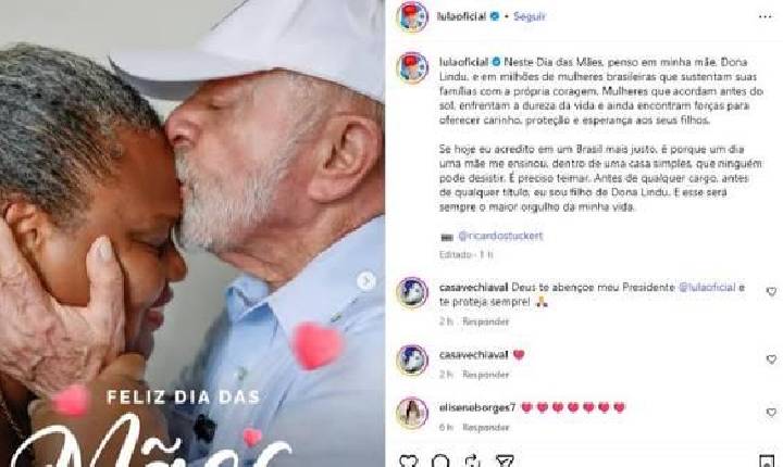 Lula: 'Se hoje eu acredito em um Brasil mais justo, é porque um dia uma mãe me ensinou'