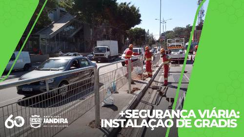 Prefeitura inicia instalação de gradis metálicos nas proximidades do terminal de ônibus e estação de Jandira