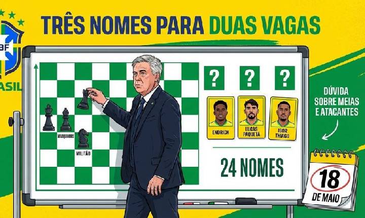 Três nomes para duas vagas: Ancelotti deixa Data Fifa com definição na zaga e dúvida sobre meias e atacantes