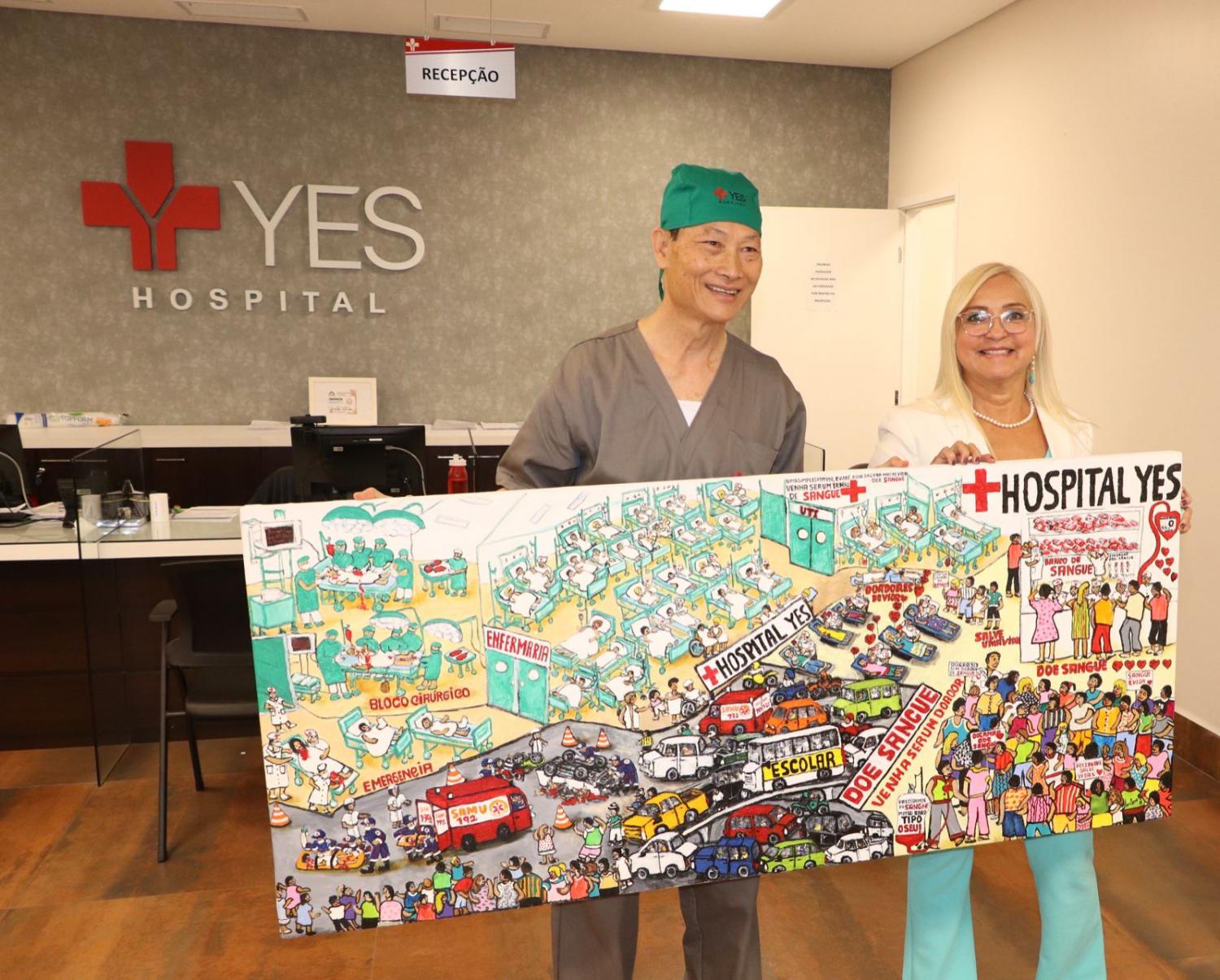 Hospital Yes recebe obra de arte que incentiva doação de sangue