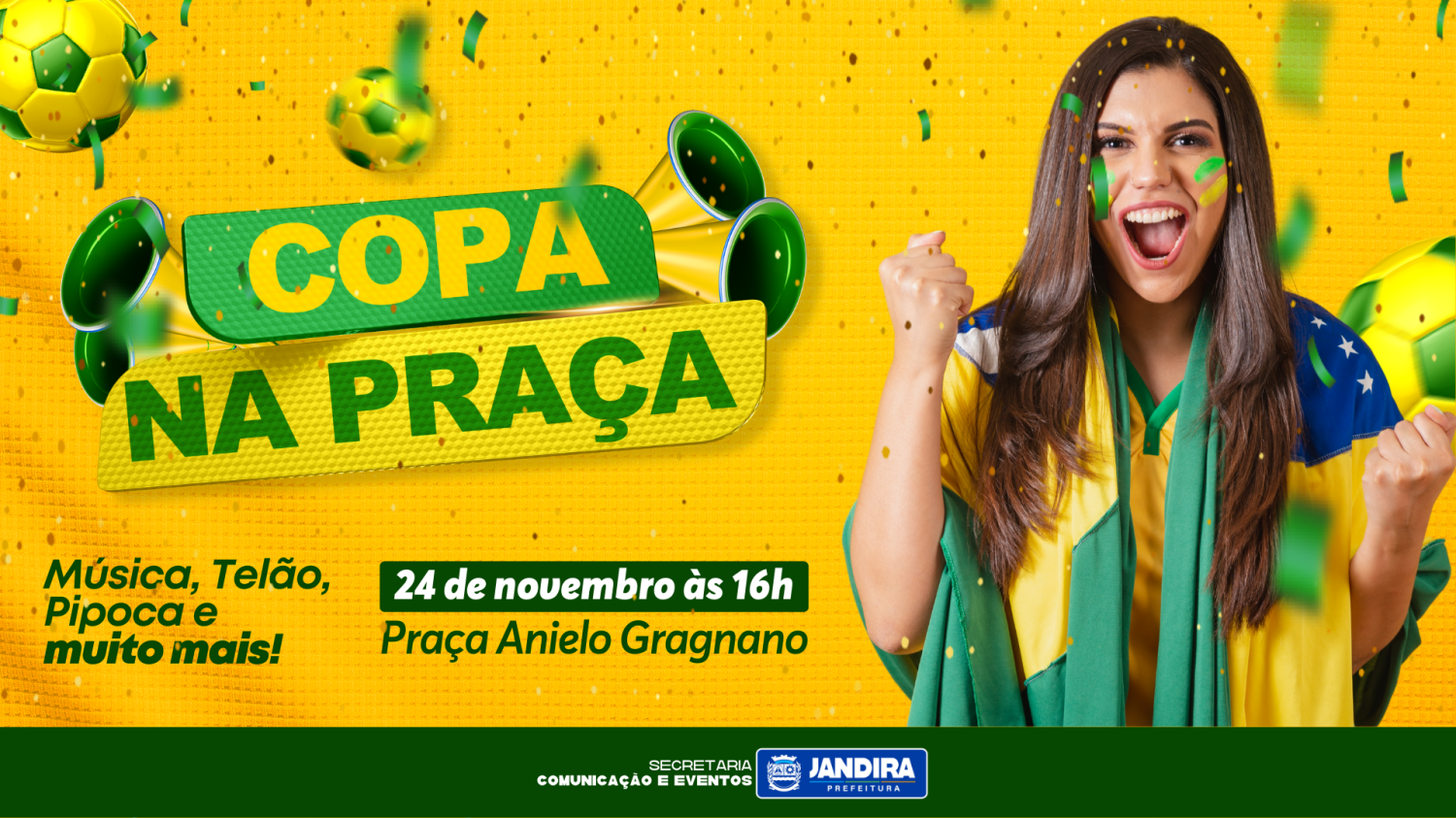 Copa na Praça: telão será disponibilizado para jogos do Brasil na Copa do Mundo