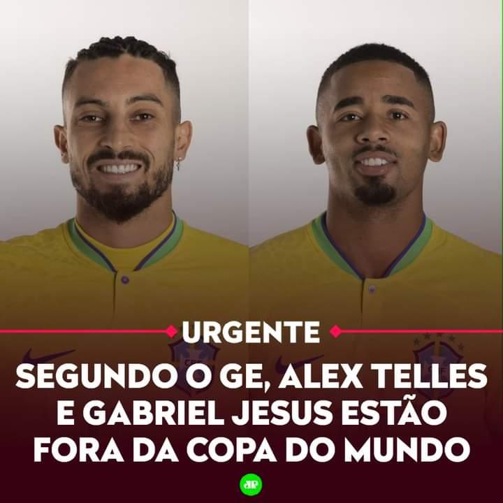 Gabriel Jesus e Alex Telles estão fora da Copa do Mundo