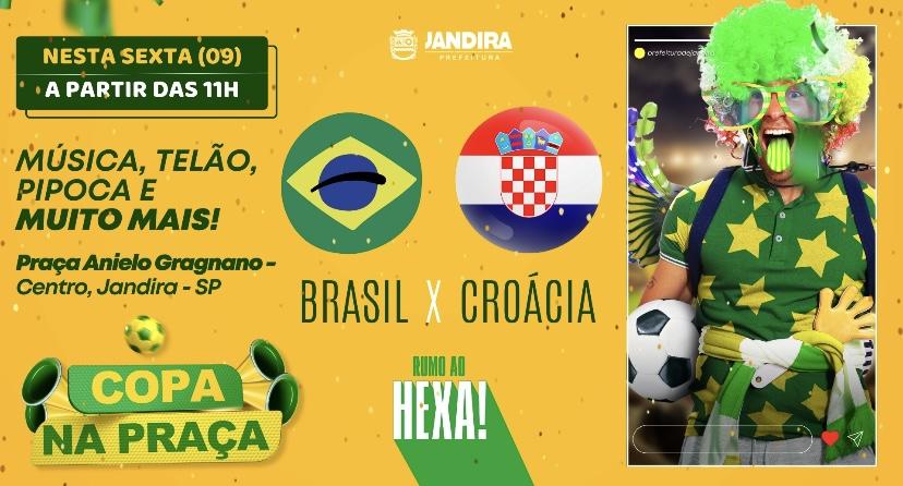 Jandira recebe Copa na Praça para as quartas de final do Brasil na Praça Anielo Gragnano