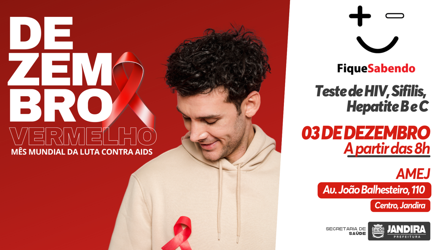 Saúde de Jandira anuncia Dia D da Campanha Dezembro Vermelho