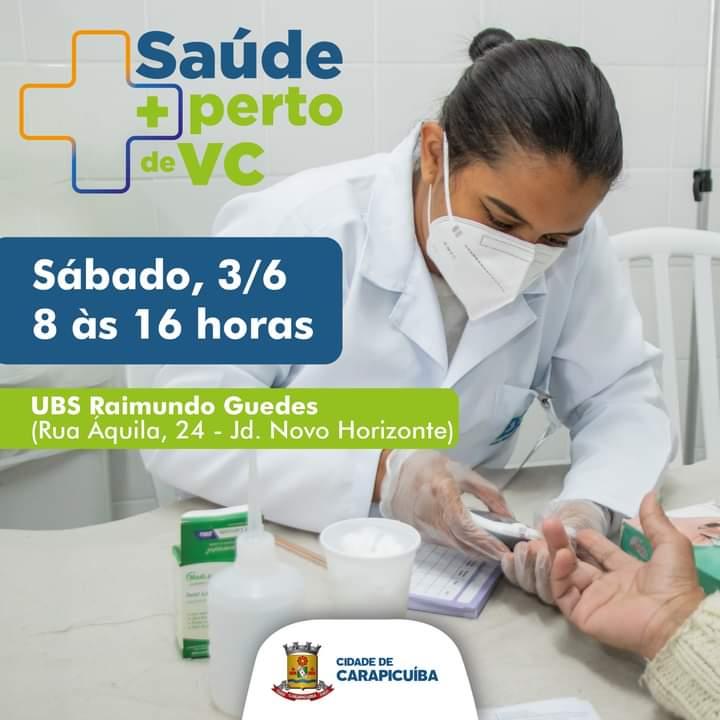 Prefeitura de Carapicuíba vai realizar mutirão de saúde no Jd. Novo Horizonte no próximo sábado (03)