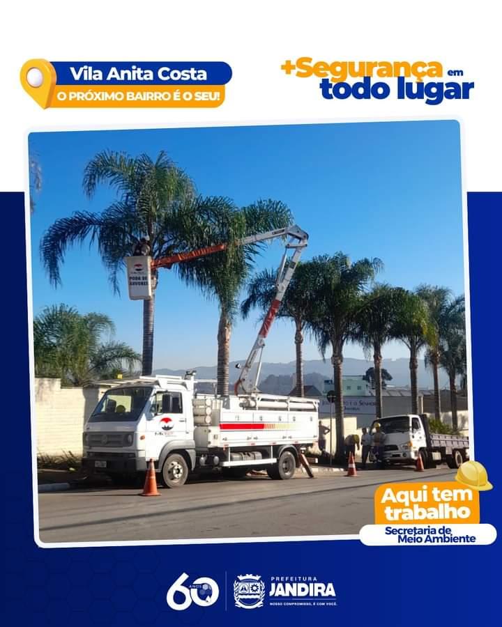 Prefeitura de Jandira realiza poda preventiva de árvores