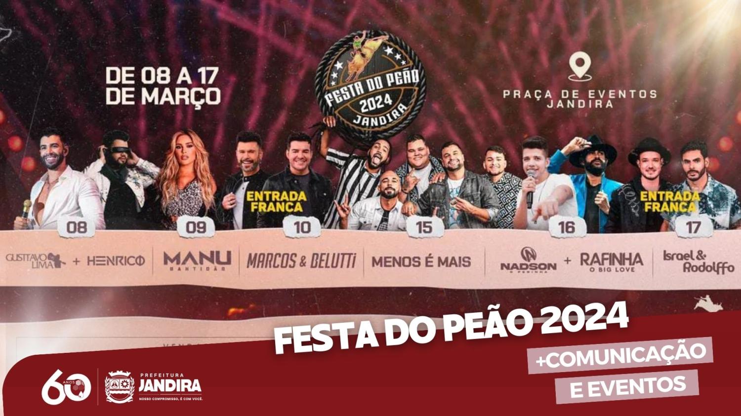 Está cada vez mais próxima a Festa do Peão 2024: Gusttavo Lima, Marcos & Belutti, Israel & Rodolffo e muito mais artista