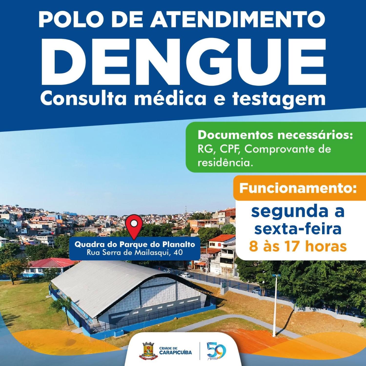 Prefeitura de Carapicuíba terá Polo de Atendimento contra a Dengue no Parque do Planalto