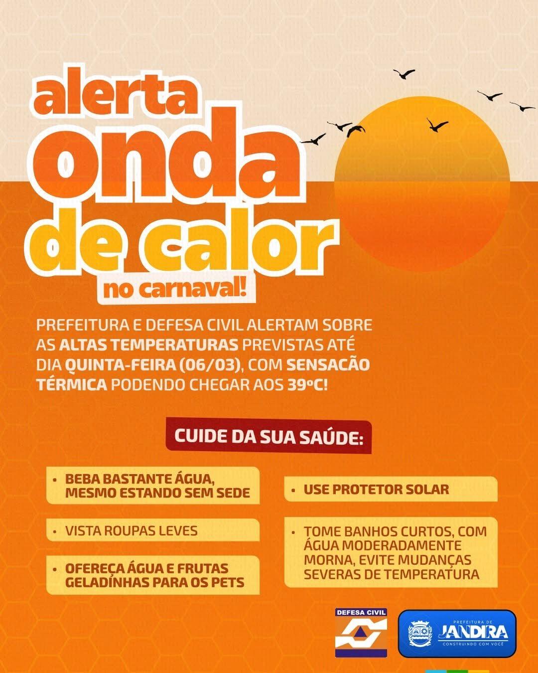 Prefeitura de Jandira faz alerta de onda e calor nesse carnaval