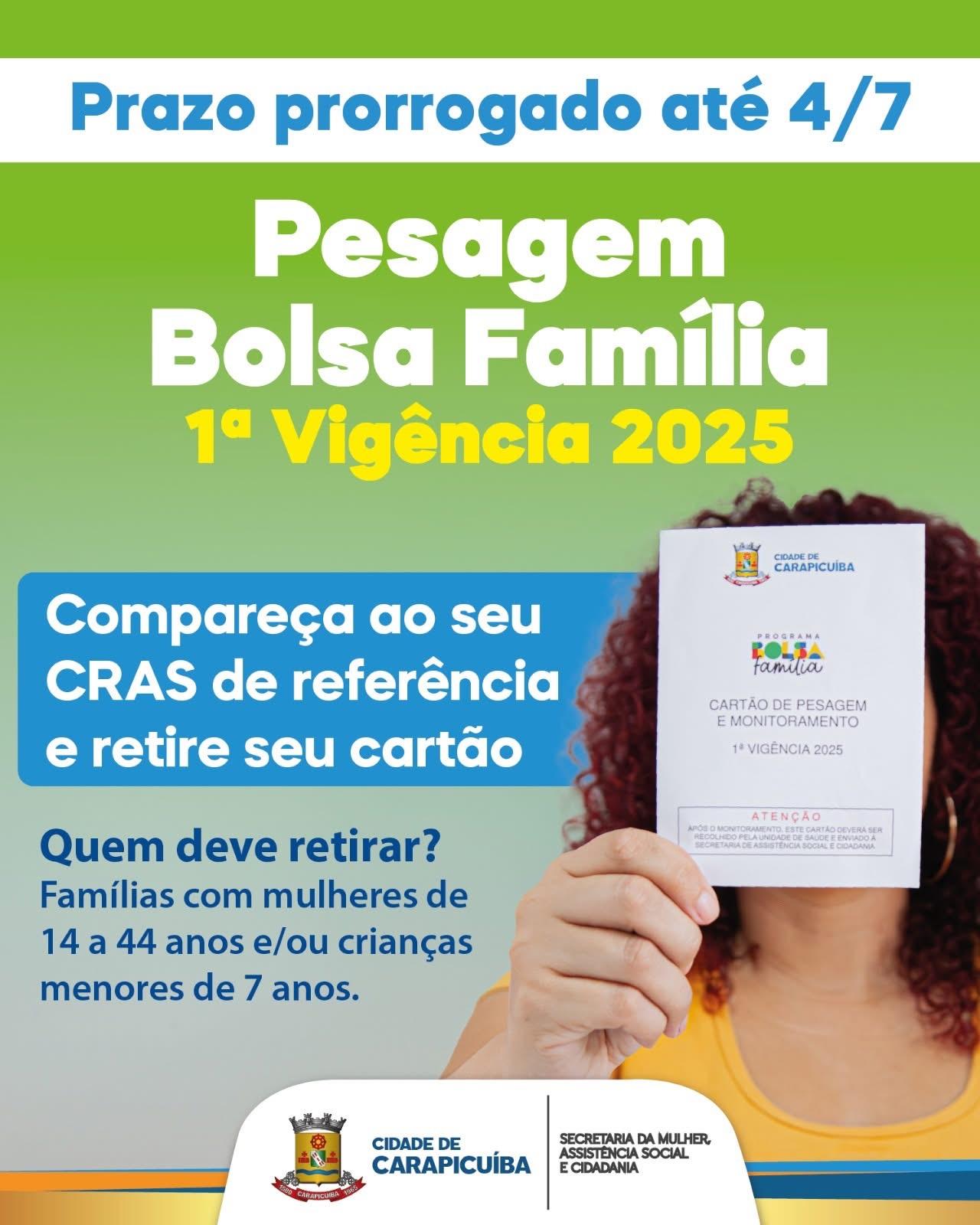Prefeitura de Carapicuíba prorrogou prazo da “Pesagem do Bolsa Família” até Julho