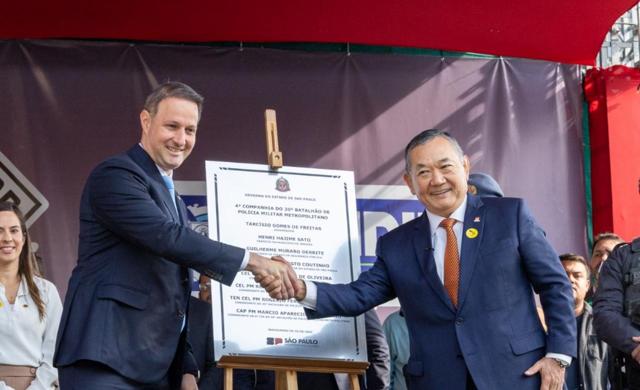 Prefeito de Jandira Doutor Sato inaugura nova sede da Polícia Militar garantindo o compromisso com a segurança pública municipal