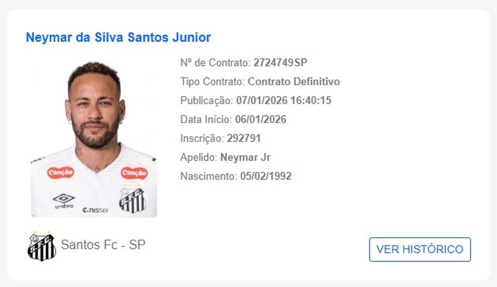 Novo contrato de Neymar aparece no BID, mas craque deve jogar pelo Santos só em fevereiro