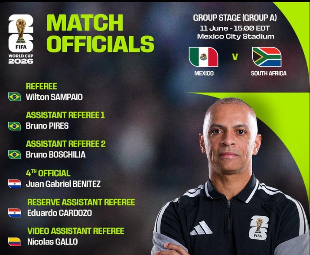 Wilton Pereira Sampaio vai apitar o jogo de abertura da Copa entre México e África do Sul