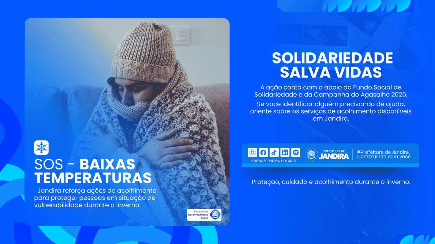 No frio, a solidariedade salva vidas: Prefeitura de Jandira reforça ações de acolhimento para proteger pessoas em situação de vulnerabilidade