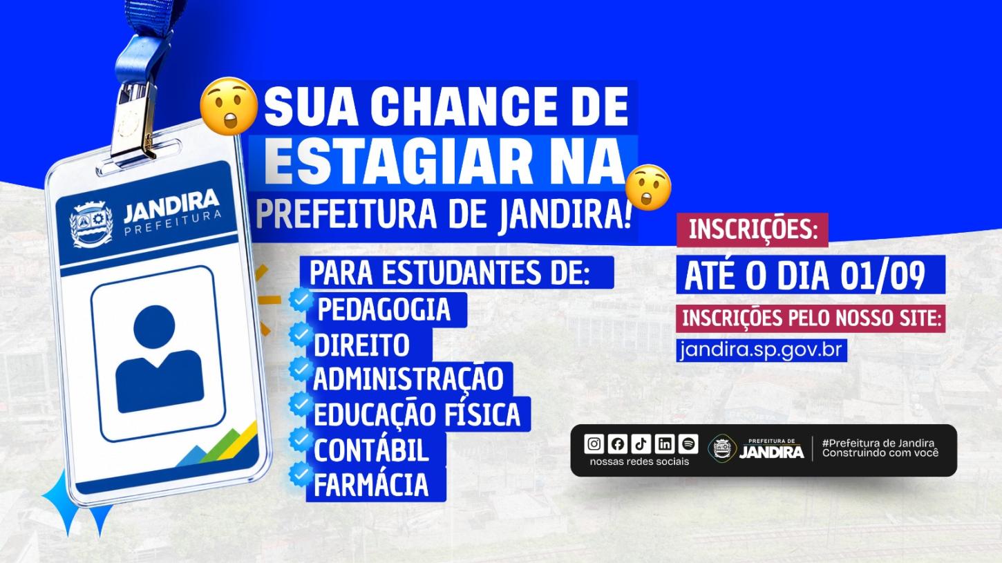 Prefeitura de Jandira abre inscrições para vagas de estágio de nível superior