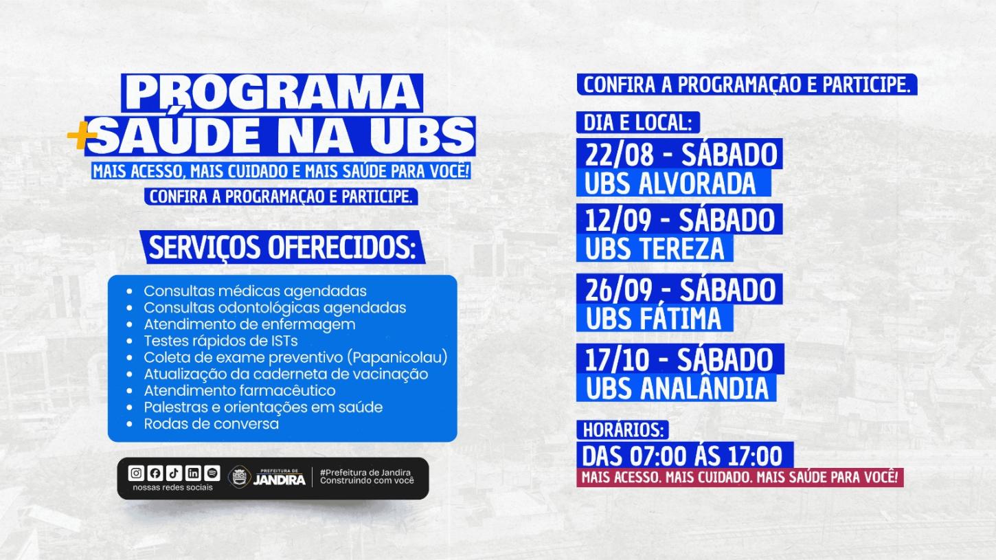 Programa + Saúde amplia atendimento nas UBS de Jandira com ações especiais aos sábados