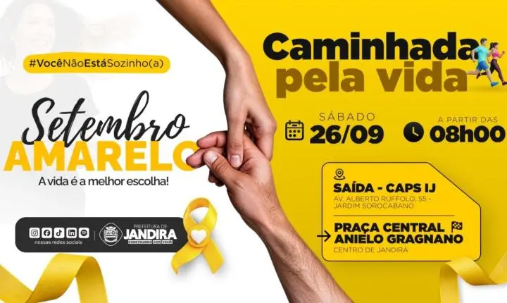 Jandira promove Caminhada do Setembro Amarelo no dia 26 de setembro